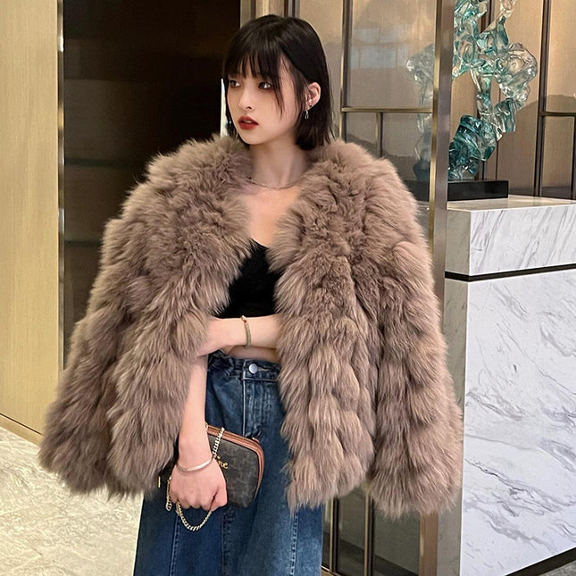 demure Winter Faux Fox Fur Coat For Women