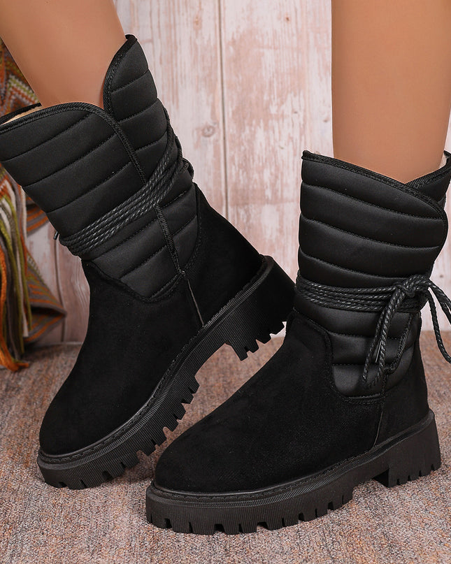 Demure savage New Chunky Heel Mid-tube Snow Boots Winter