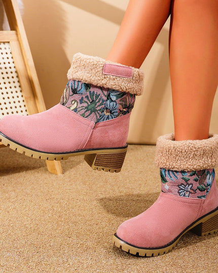 Demure savage Flowers Embroidered Snow Boots Ethnic Style