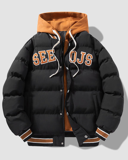 demure Fashion Letter Hooded Cotton Coat