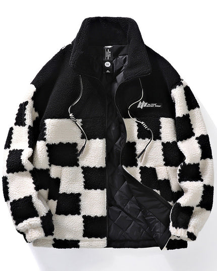 demure Plaid Lamb Wool Coat For Men And Women In Winter