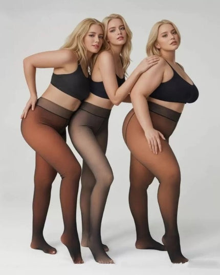 Demure See-through Leggings Fleece-lined Warm Women's Outer Wear Pantyhose