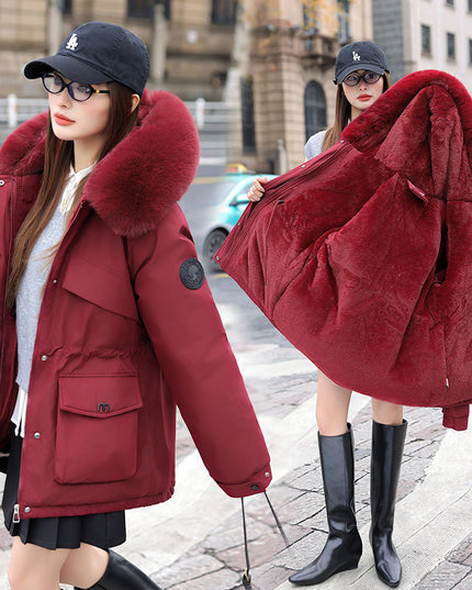 demure Women's Thickened Fleece-lined Quilted Cotton  coat