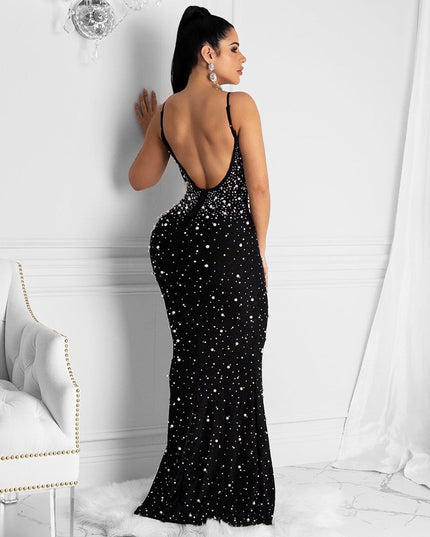 Jadore demure NewHot Drill Stud Strap Dress