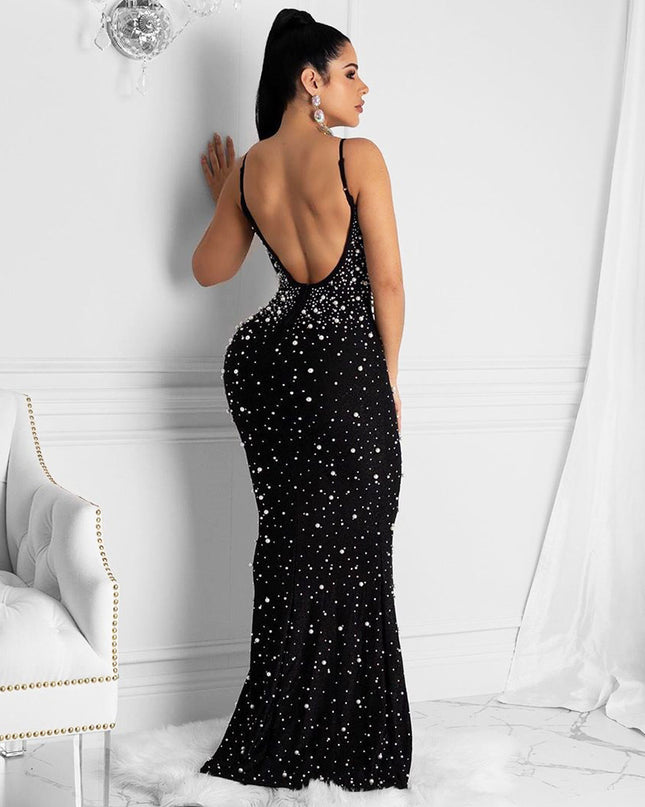 Jadore demure NewHot Drill Stud Strap Dress