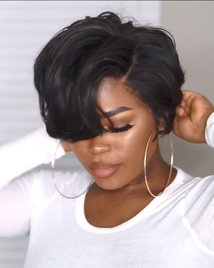 Fashionly Demure Black bob  short hair