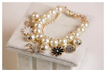 demure belldoir Pearl Flower Bracelet Jewelry