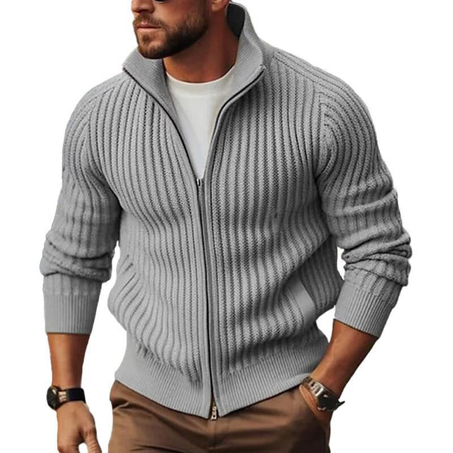 demure Zipper Outerwear Sweater  For Men Fleece-lined
