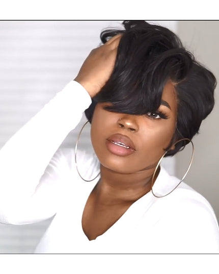 Fashionly Demure Black bob  short hair