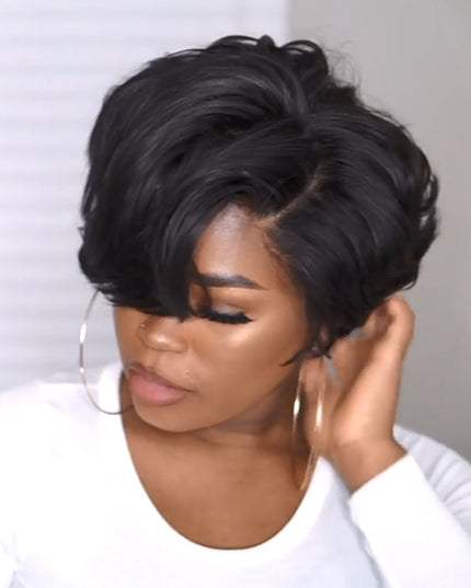 Fashionly Demure Black bob  short hair