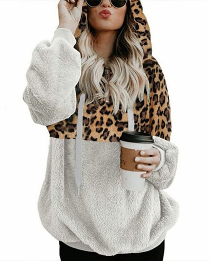 demure Leopard Print Hooded Sweater Women Clothes