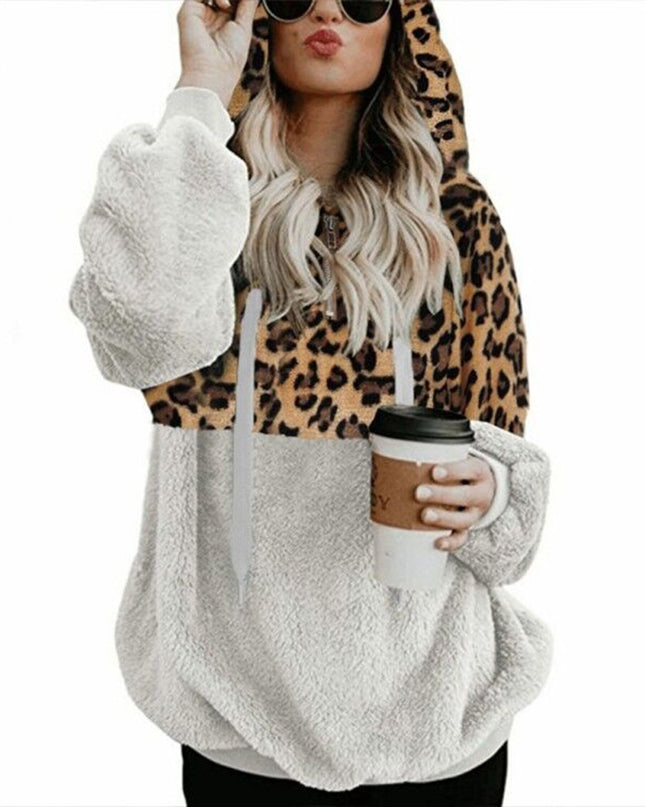 demure Leopard Print Hooded Sweater Women Clothes