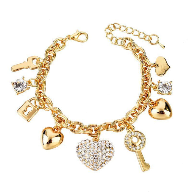 demure belldoir Peach Heart Pendant Alloy Women's Bracelet