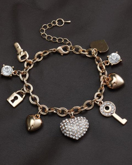 demure belldoir Peach Heart Pendant Alloy Women's Bracelet