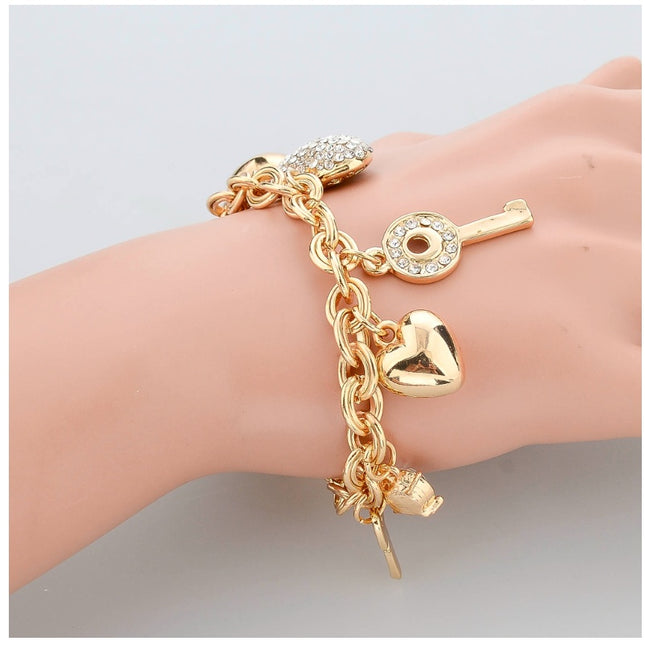demure belldoir Peach Heart Pendant Alloy Women's Bracelet