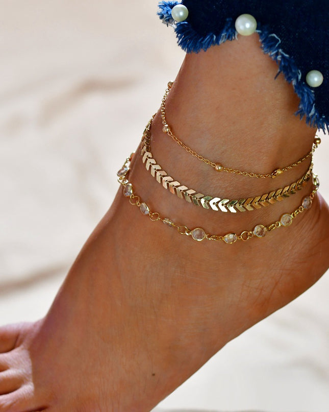 Demure belldoir Jewelry Multilayer Popular Airplane Crystal Beach Anklet