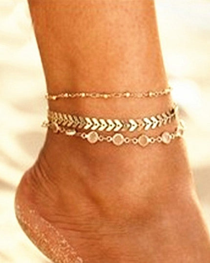Demure belldoir Jewelry Multilayer Popular Airplane Crystal Beach Anklet