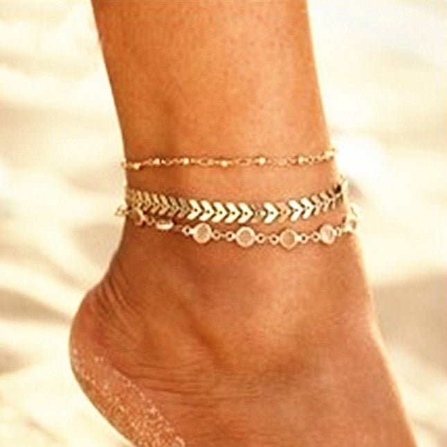 Demure belldoir Jewelry Multilayer Popular Airplane Crystal Beach Anklet