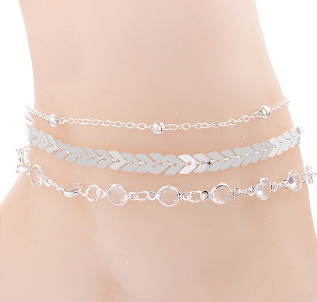 Demure belldoir Jewelry Multilayer Popular Airplane Crystal Beach Anklet