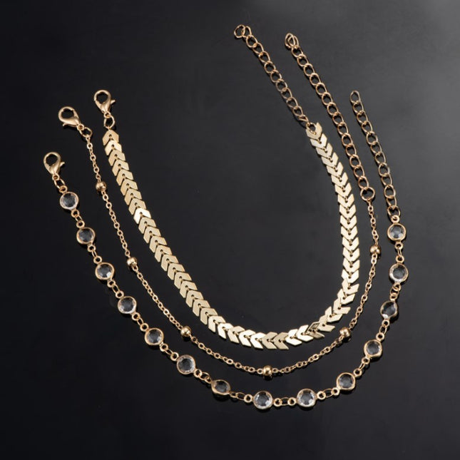 Demure belldoir Jewelry Multilayer Popular Airplane Crystal Beach Anklet