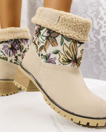 Demure savage Flowers Embroidered Snow Boots Ethnic Style