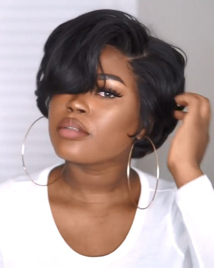 Fashionly Demure Black bob  short hair