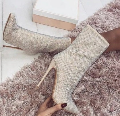 Demure savage Women Pointed Toe Heeled Boots