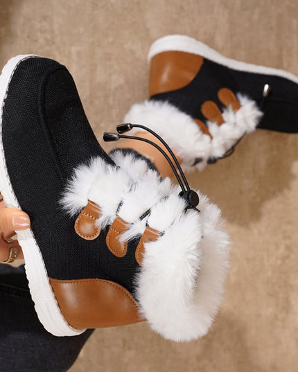 Demure savage  Snow Boots Winter Warm Plush Flat Cotton Shoes Versatile