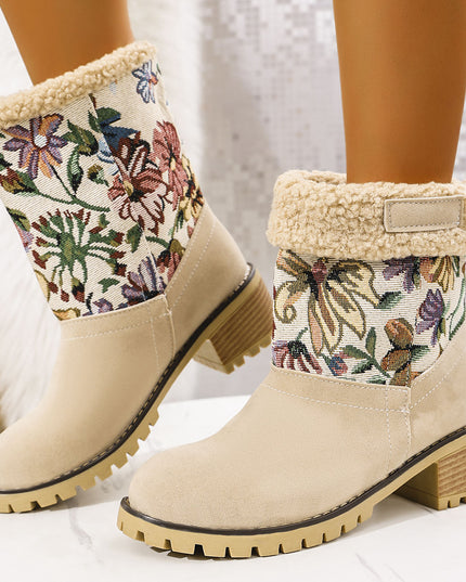 Demure savage Flowers Embroidered Snow Boots Ethnic Style