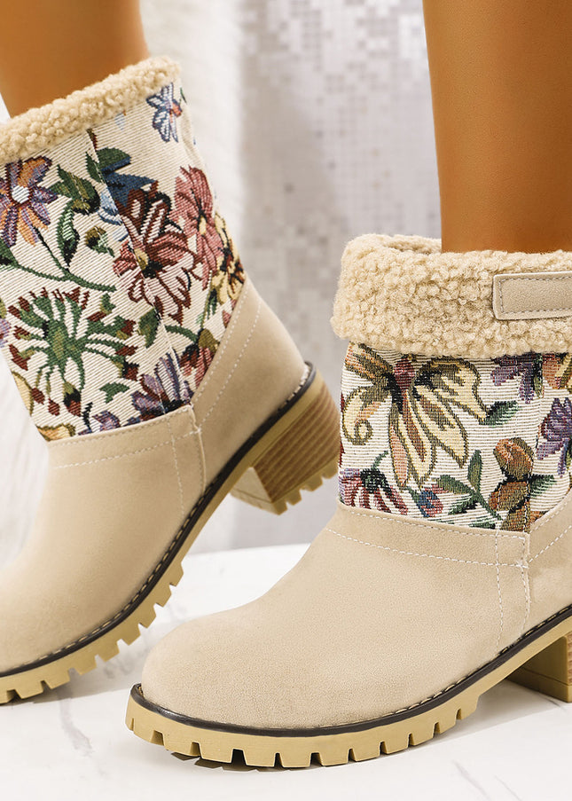 Demure savage Flowers Embroidered Snow Boots Ethnic Style