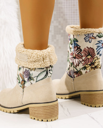 Demure savage Flowers Embroidered Snow Boots Ethnic Style