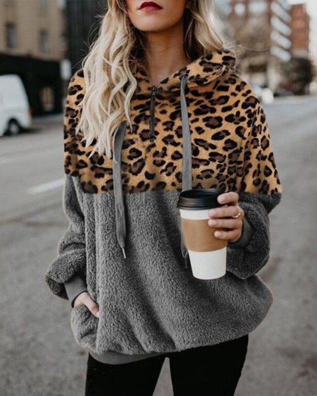 demure Leopard Print Hooded Sweater Women Clothes