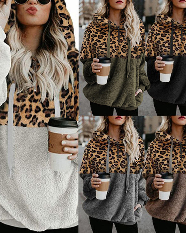 demure Leopard Print Hooded Sweater Women Clothes