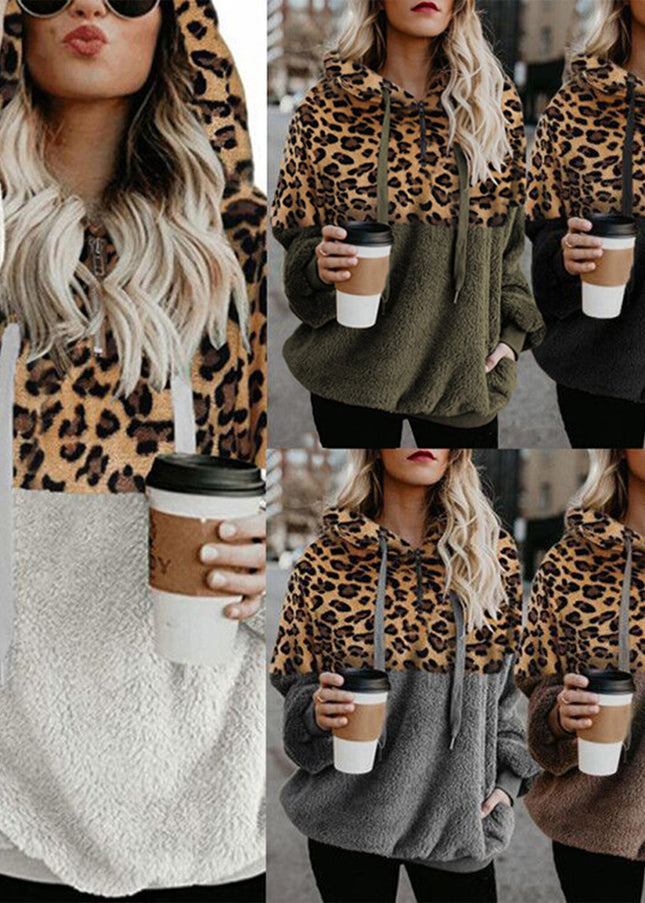 demure Leopard Print Hooded Sweater Women Clothes
