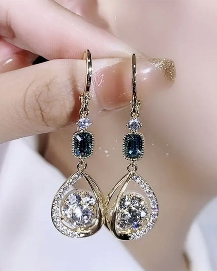 Demure belldoir Exquisite Light Luxury High-grade Diamond-embedded Water Drop Earrings