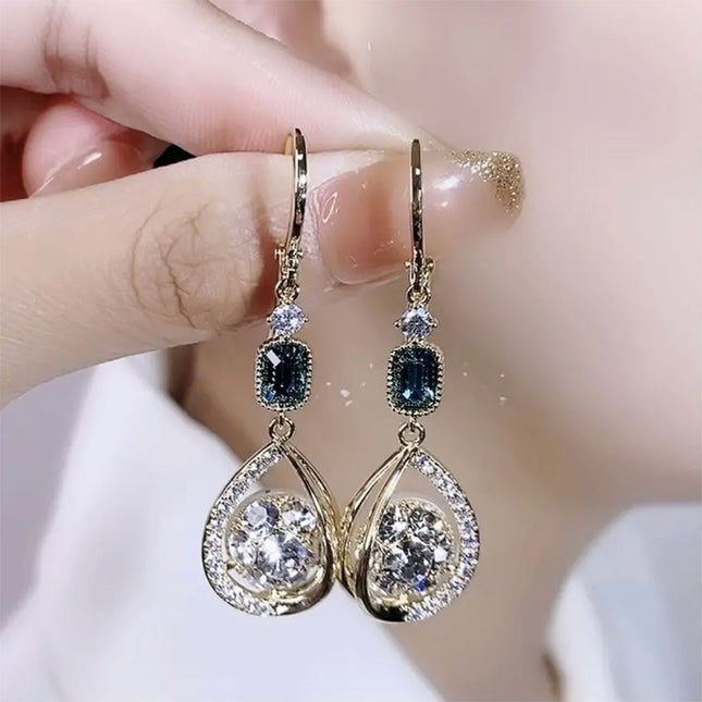 Demure belldoir Exquisite Light Luxury High-grade Diamond-embedded Water Drop Earrings