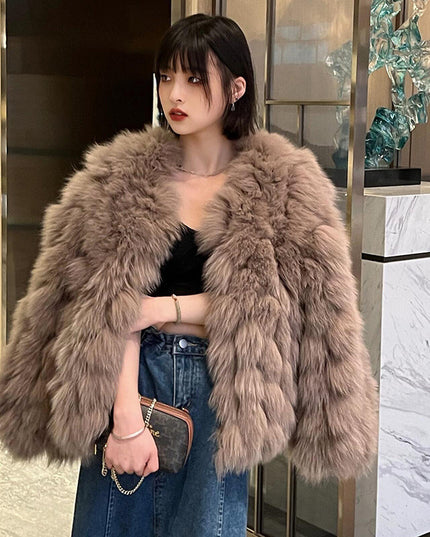 demure Winter Faux Fox Fur Coat For Women