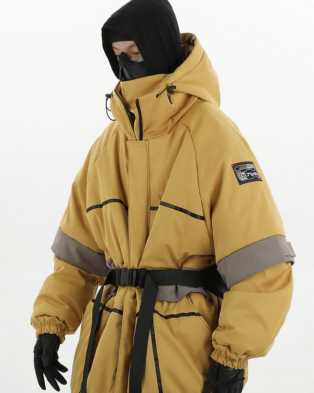 demure Winter New Hooded Stitching Shell  Cotton-padded Coat For Men