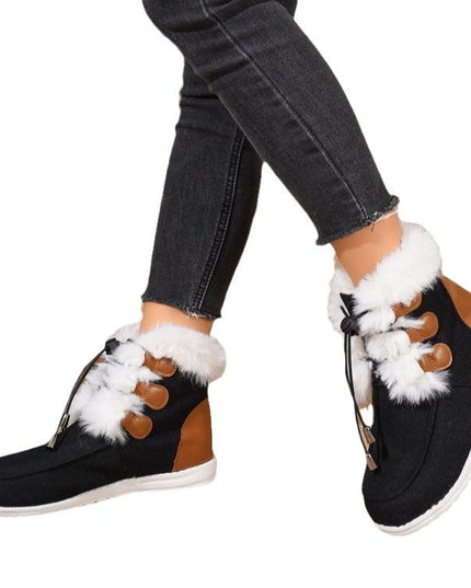Demure savage  Snow Boots Winter Warm Plush Flat Cotton Shoes Versatile