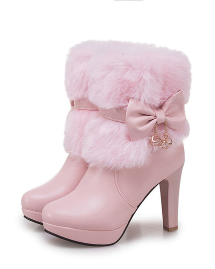 Demure savage Sweet Princess Autumn And Winter Short Boots