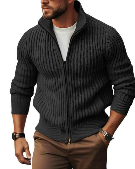 demure Zipper Outerwear Sweater  For Men Fleece-lined
