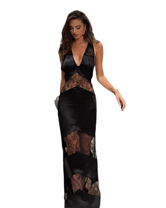 Jadore demure Backless Hollow Out See-through Dress