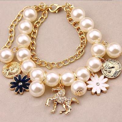 demure belldoir Pearl Flower Bracelet Jewelry