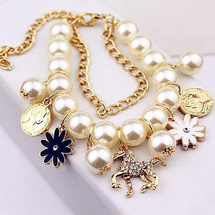 demure belldoir Pearl Flower Bracelet Jewelry