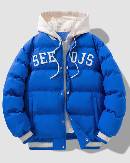 demure Fashion Letter Hooded Cotton Coat