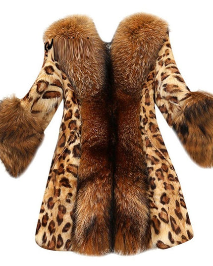 demure Mid Length Leopard Print Coat In Autumn And Winter For Women