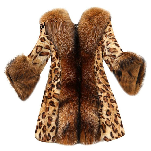 demure Mid Length Leopard Print Coat In Autumn And Winter For Women