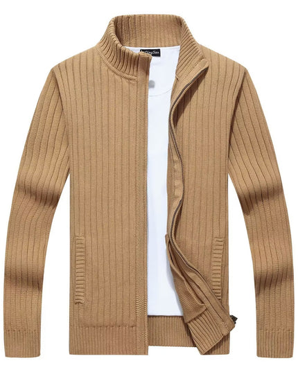 demure Zipper Outerwear Sweater  For Men Fleece-lined