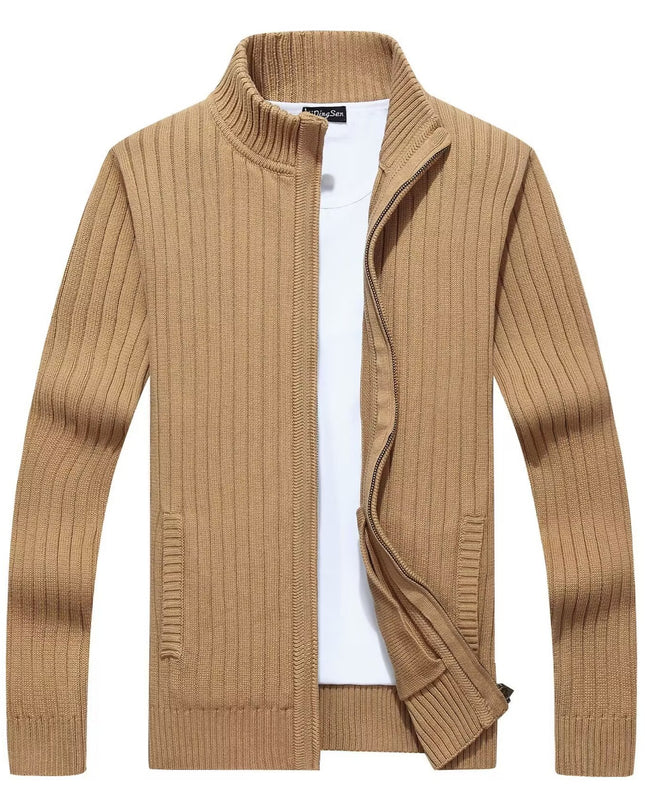 demure Zipper Outerwear Sweater  For Men Fleece-lined