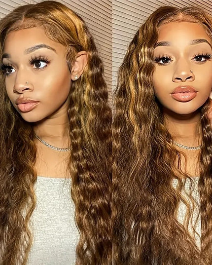 Fashionly demure Lace Wig Medium Small Volume Highlight Gradient Long Curly Hair